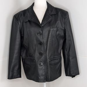 Together! 2-way Genuine Leather Vintage jacket blazer coat 10 black